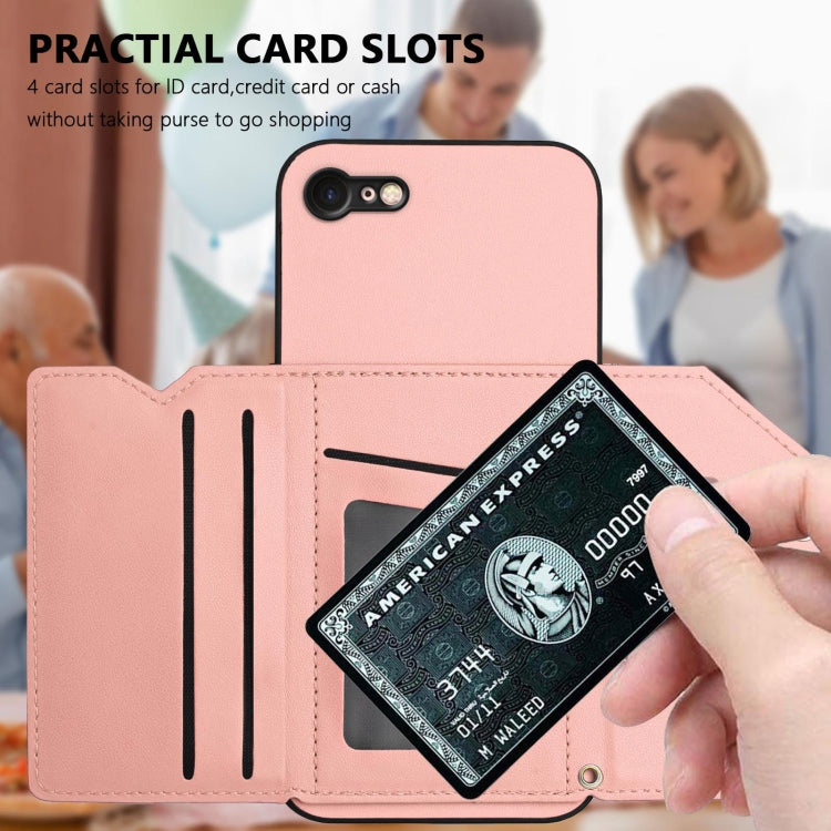 Skin Feel Four Card Slots Phone Case with Wrist Strap, For iPhone 7 / 8 / SE 2020 2022, For iPhone 13 Pro Max, For iPhone 13 Pro, For iPhone 13