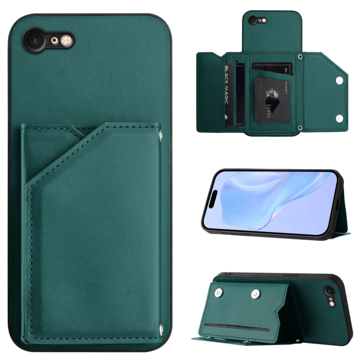 Skin Feel Four Card Slots Phone Case with Wrist Strap, For iPhone 7 / 8 / SE 2020 2022, For iPhone 13 Pro Max, For iPhone 13 Pro, For iPhone 13