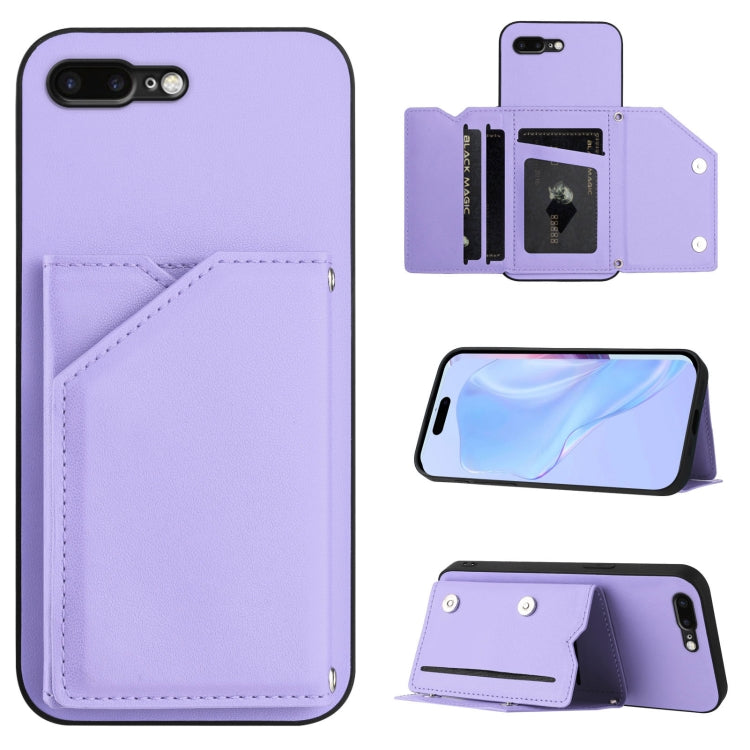 Skin Feel Four Card Slots Phone Case with Wrist Strap, For iPhone X / XS, For iPhone XR, For iPhone XS Max, For iPhone 7 Plus / 8 Plus