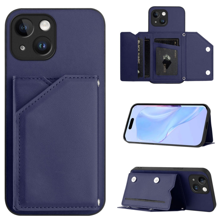 Skin Feel Four Card Slots Phone Case with Wrist Strap, For iPhone 15 Pro Max, For iPhone 15 Pro, For iPhone 15 Plus, For iPhone 15