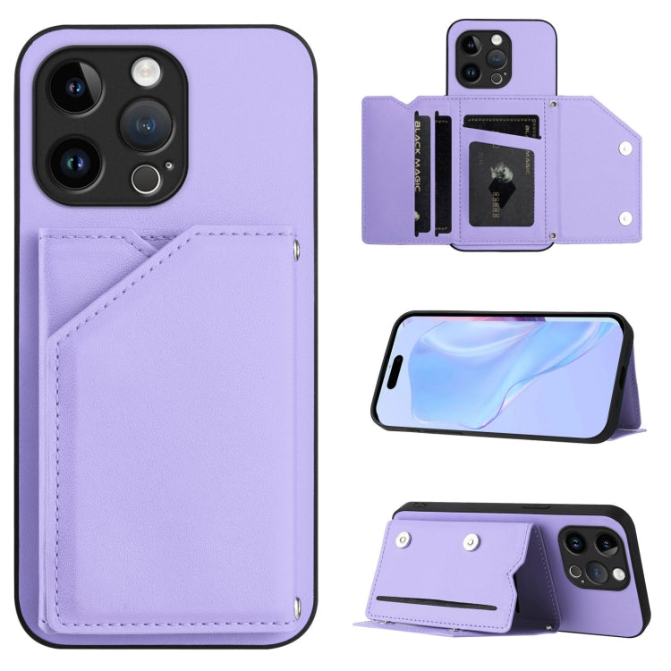 Skin Feel Four Card Slots Phone Case with Wrist Strap, For iPhone 15 Pro Max, For iPhone 15 Pro, For iPhone 15 Plus, For iPhone 15