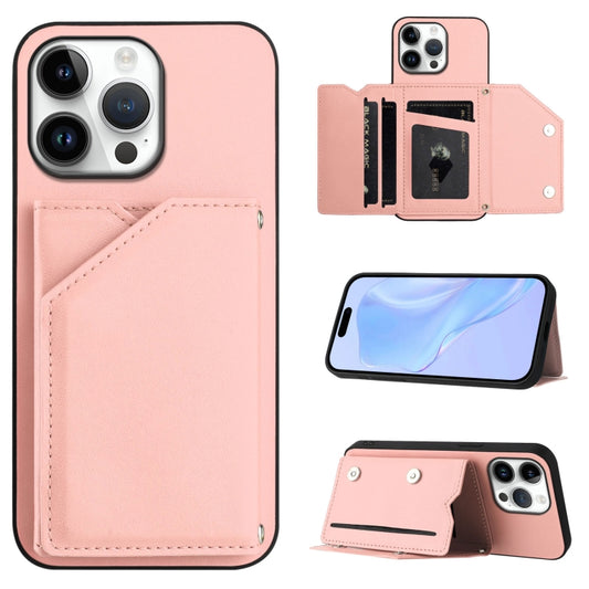 Skin Feel Four Card Slots Phone Case with Wrist Strap, For iPhone 16 Pro Max, For iPhone 16 Pro, For iPhone 16 Plus, For iPhone 16