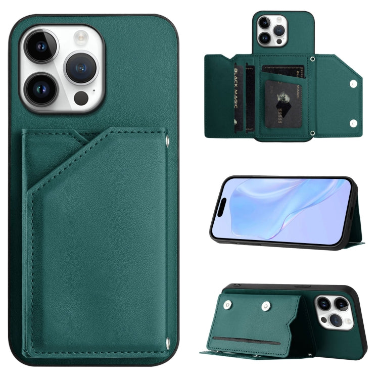 Skin Feel Four Card Slots Phone Case with Wrist Strap, For iPhone 16 Pro Max, For iPhone 16 Pro, For iPhone 16 Plus, For iPhone 16