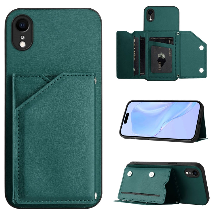 Skin Feel Four Card Slots Phone Case with Wrist Strap, For iPhone X / XS, For iPhone XR, For iPhone XS Max, For iPhone 7 Plus / 8 Plus