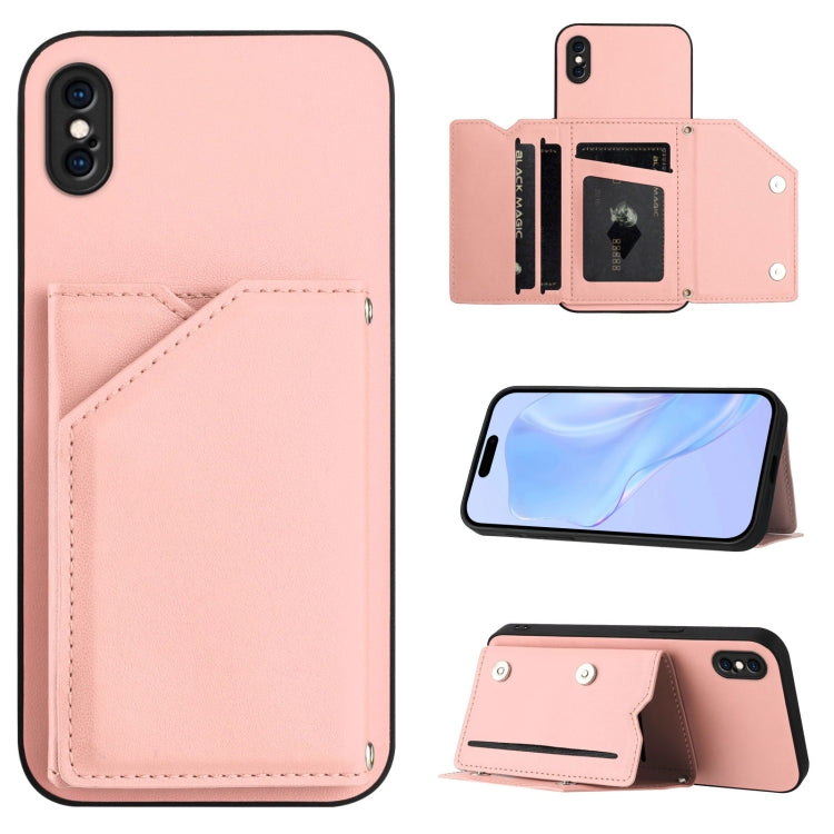 Skin Feel Four Card Slots Phone Case with Wrist Strap, For iPhone X / XS, For iPhone XR, For iPhone XS Max, For iPhone 7 Plus / 8 Plus