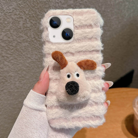 Doll Plush PU Hybrid PC Phone Case, For iPhone 14 Plus, For iPhone 14, For iPhone 14 Pro, For iPhone 14 Pro Max