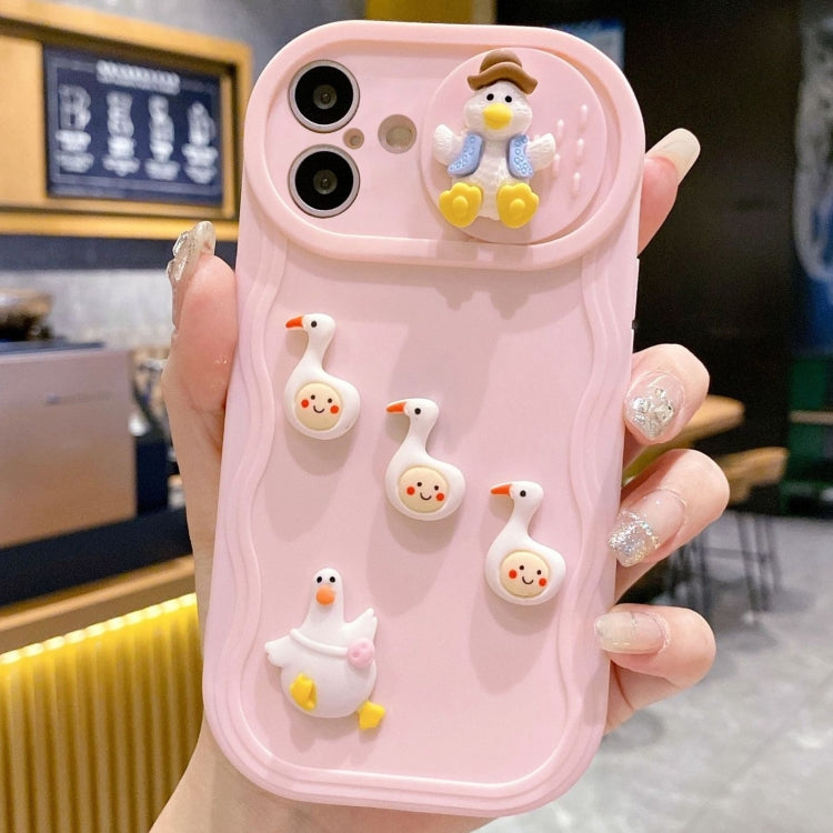 Creative 3D Duck Design Sliding Window Full Coverage Phone Case, For iPhone 16 Pro Max, For iPhone 16 Pro, For iPhone 16 Plus, For iPhone 16