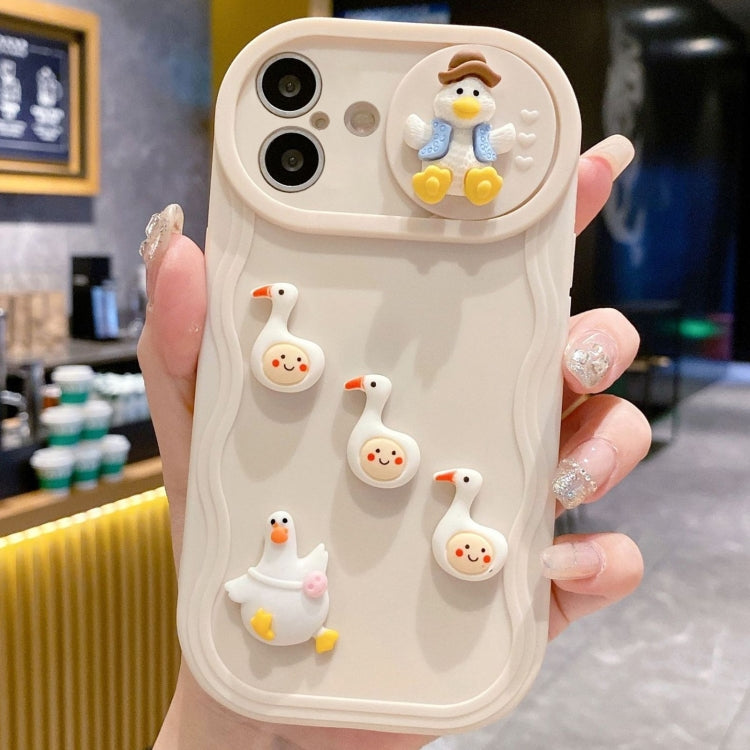 Creative 3D Duck Design Sliding Window Full Coverage Phone Case, For iPhone 16 Pro Max, For iPhone 16 Pro, For iPhone 16 Plus, For iPhone 16