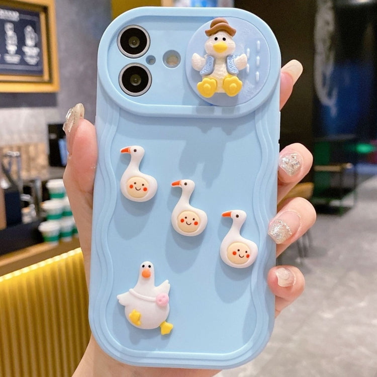 Creative 3D Duck Design Sliding Window Full Coverage Phone Case, For iPhone 16 Pro Max, For iPhone 16 Pro, For iPhone 16 Plus, For iPhone 16