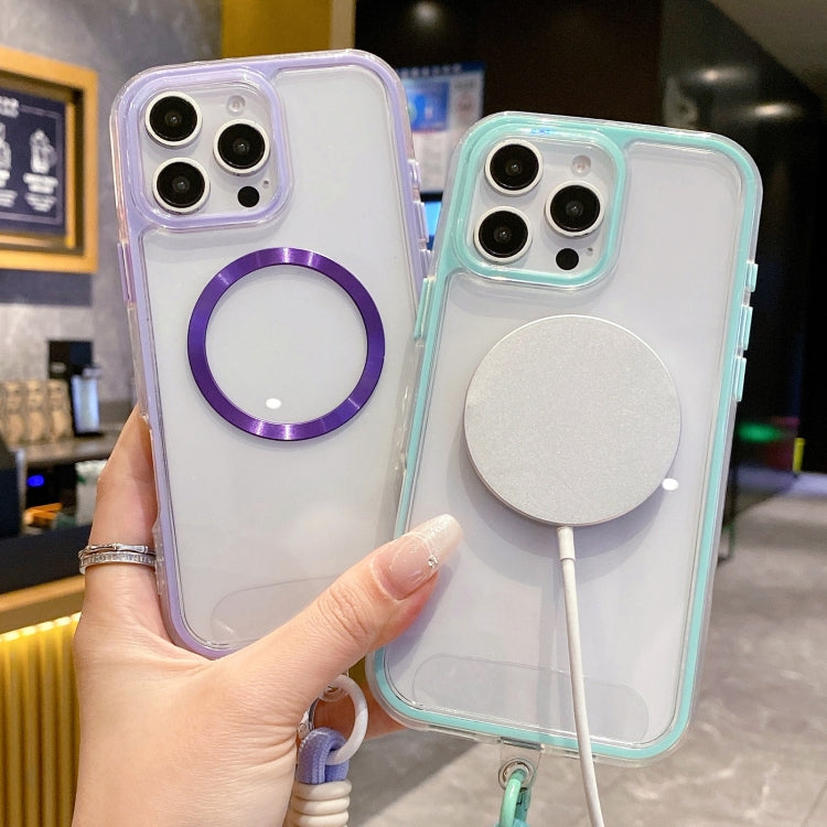 Airbag 3 in 1 CD Texture MagSafe Phone Case with Strap, For iPhone 14, For iPhone 14 Pro, For iPhone 14 Pro Max
