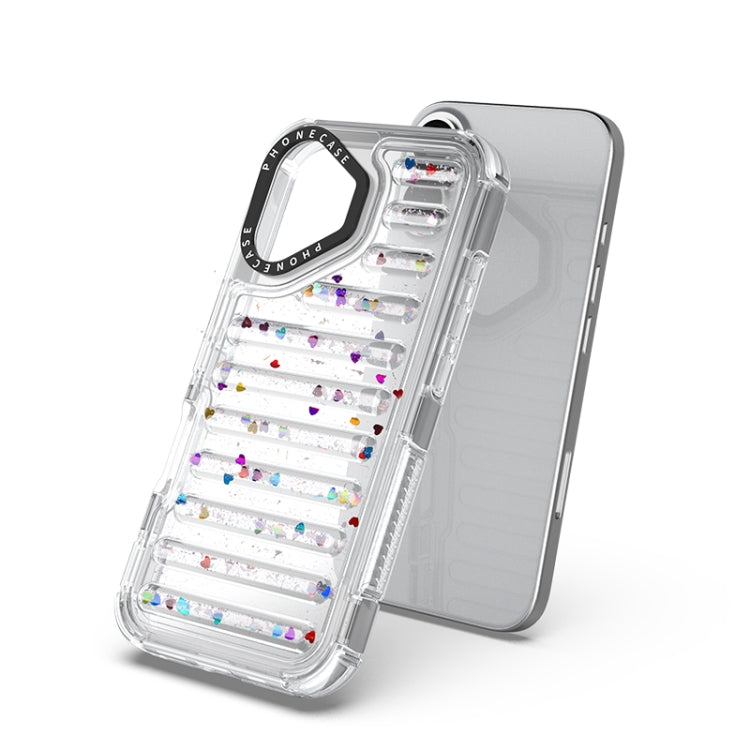 Capsule Glitter TPU Hybrid PC Airbag Phone Case, For iPhone 16 Pro Max, For iPhone 16 Pro, For iPhone 16 Plus, For iPhone 16