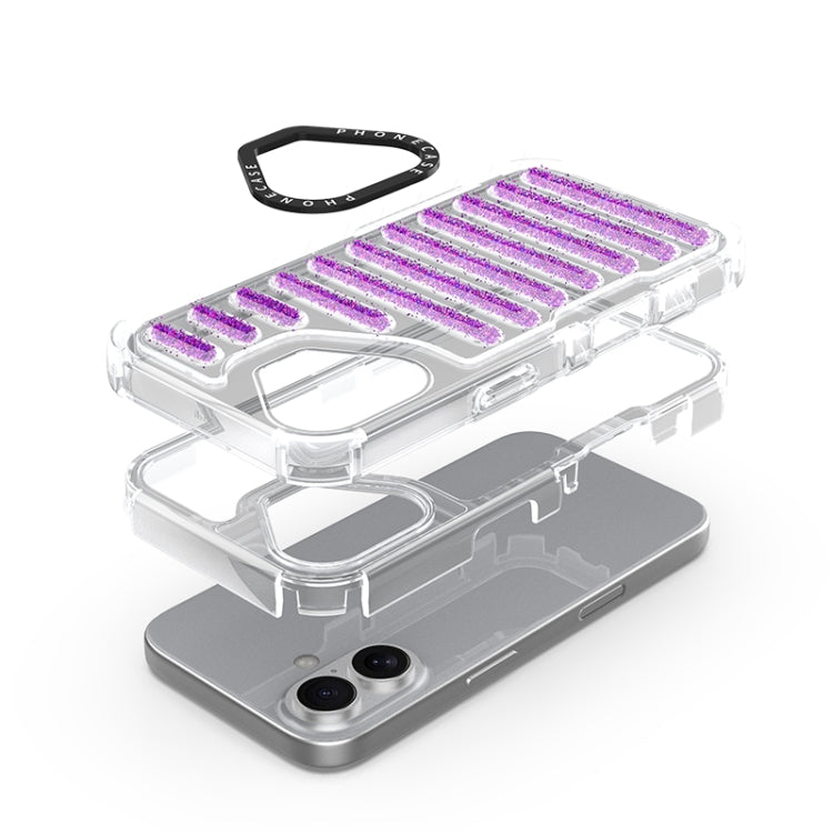 Capsule Glitter TPU Hybrid PC Airbag Phone Case, For iPhone 16 Pro Max, For iPhone 16 Pro, For iPhone 16 Plus, For iPhone 16
