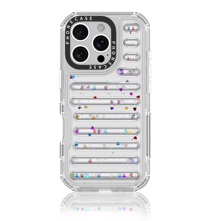 Capsule Glitter TPU Hybrid PC Airbag Phone Case, For iPhone 16 Pro Max, For iPhone 16 Pro, For iPhone 16 Plus, For iPhone 16