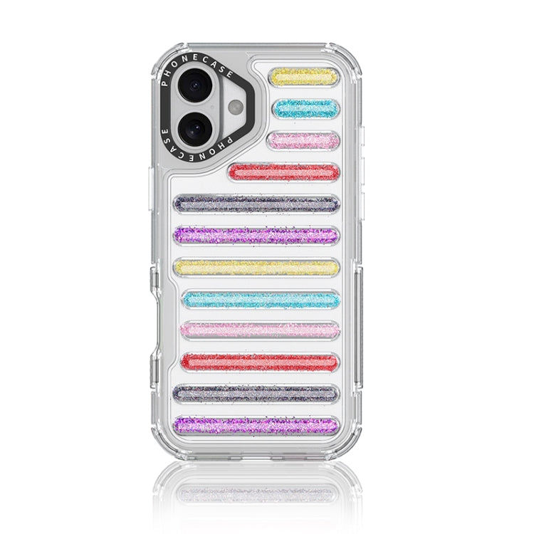 Capsule Glitter TPU Hybrid PC Airbag Phone Case, For iPhone 16 Pro Max, For iPhone 16 Pro, For iPhone 16 Plus, For iPhone 16