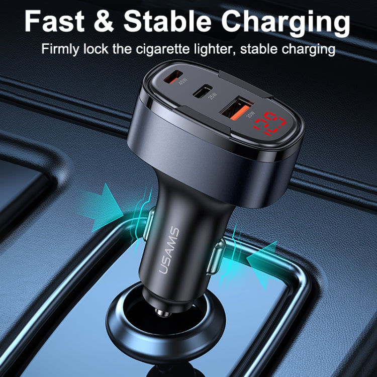 USAMS CC257 C42 100W USB, Type-C, 8 Pin Three Ports Car Fast Charger, CC257 C42