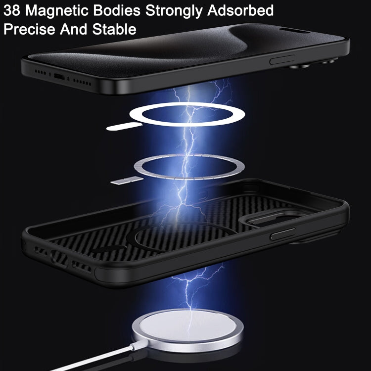 Carbon Fiber Textured Oil Spray MagSafe Magnetic Phone Case, For iPhone 16 Pro Max, For iPhone 16 Pro, For iPhone 16 Plus, For iPhone 16