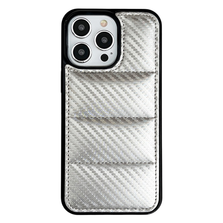 Carbon Fiber Texture Down Jacket Phone Case, For iPhone 16 Pro Max, For iPhone 16 Pro, For iPhone 16, For iPhone 15 Pro Max, For iPhone 15 Pro, For iPhone 15