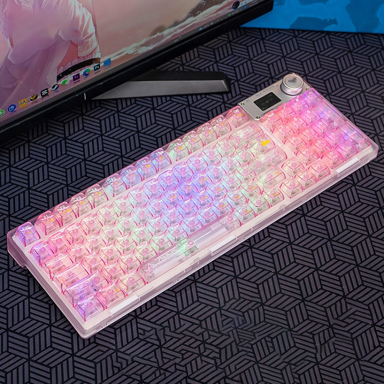 AULA F98 Pro 99 Keys Wired/2.4G/Bluetooth Three Model RGB Mechanical Keyboard, Ice Crystal Shaft, Ice Soul Shaft