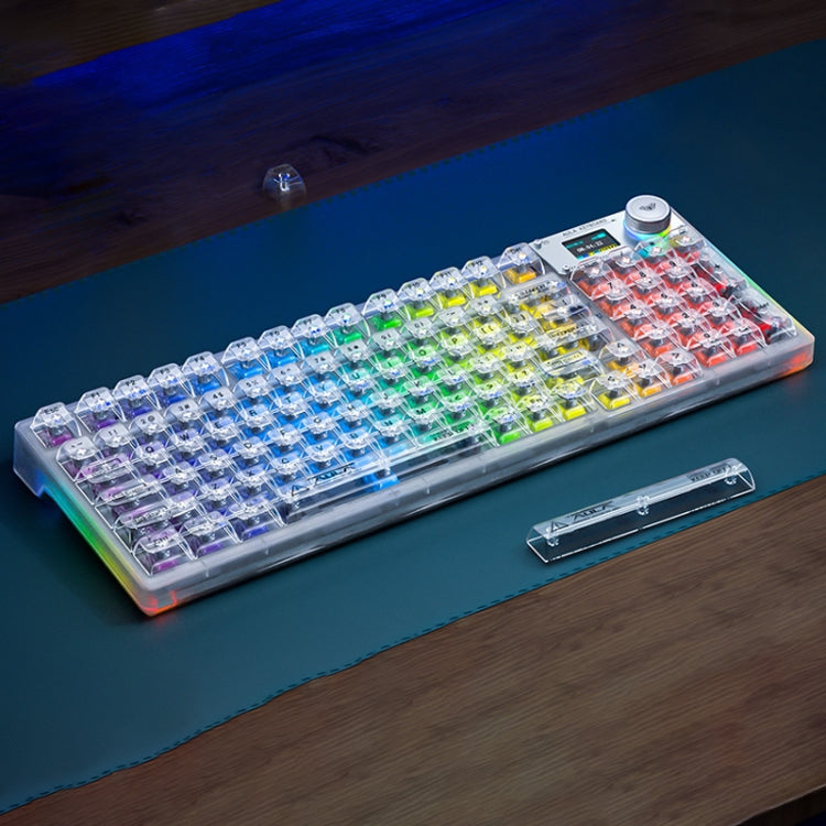 AULA F98 Pro 99 Keys Wired/2.4G/Bluetooth Three Model RGB Mechanical Keyboard, Ice Crystal Shaft, Ice Soul Shaft