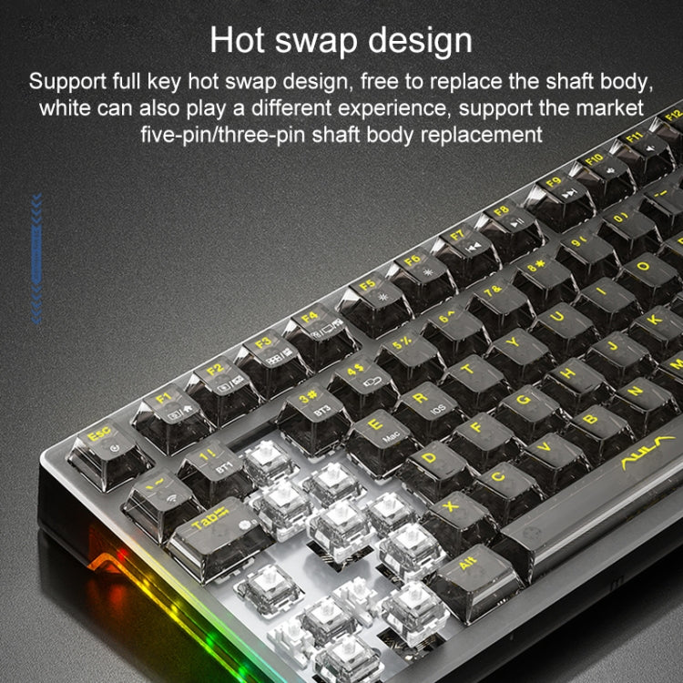 AULA F98 Pro 99 Keys Wired/2.4G/Bluetooth Three Model RGB Mechanical Keyboard, Ice Crystal Shaft, Ice Soul Shaft