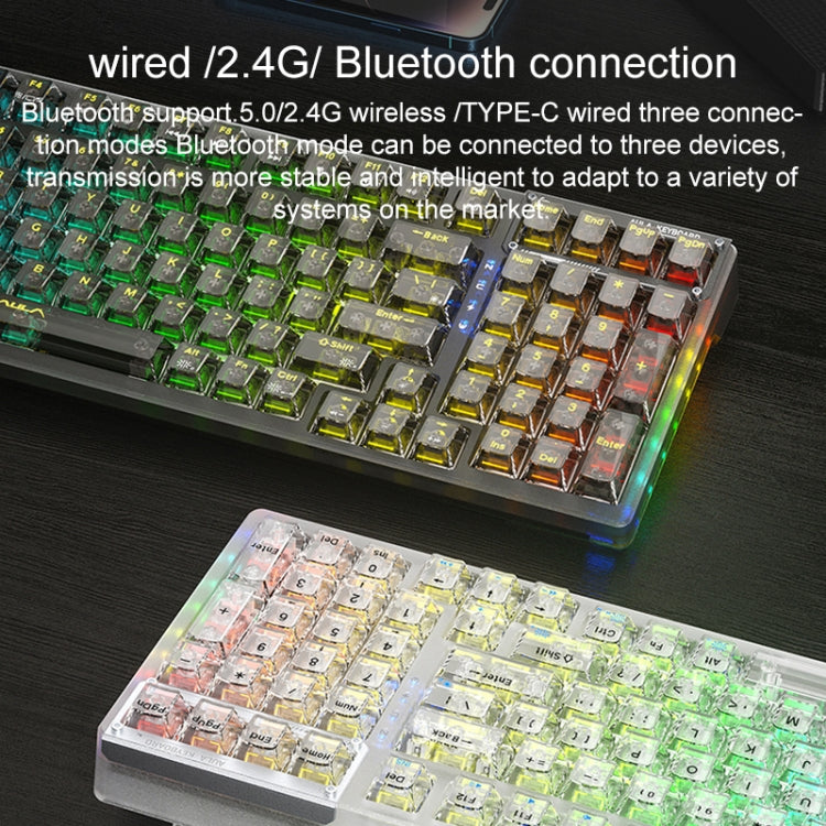 AULA F98 Pro 99 Keys Wired/2.4G/Bluetooth Three Model RGB Mechanical Keyboard, Ice Crystal Shaft, Ice Soul Shaft