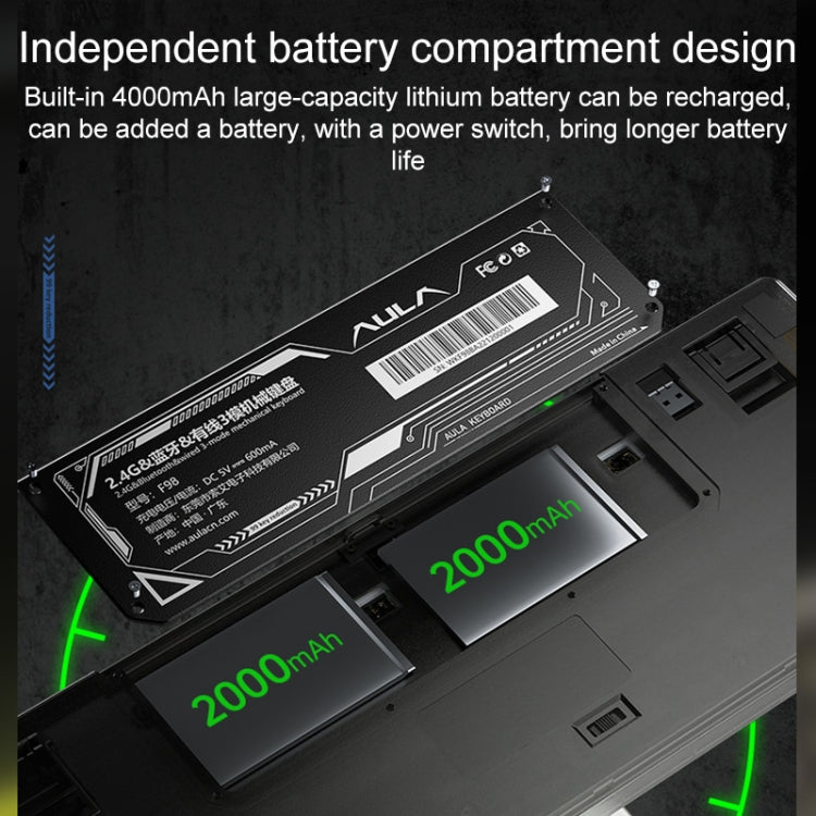AULA F98 Pro 99 Keys Wired/2.4G/Bluetooth Three Model RGB Mechanical Keyboard, Ice Crystal Shaft, Ice Soul Shaft