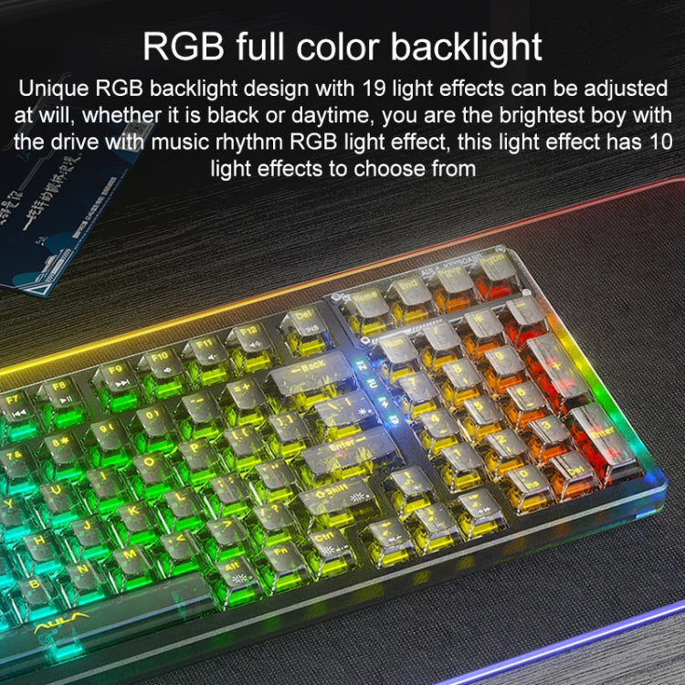 AULA F98 Pro 99 Keys Wired/2.4G/Bluetooth Three Model RGB Mechanical Keyboard, Ice Crystal Shaft, Ice Soul Shaft