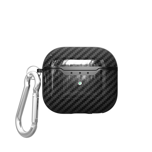 Carbon Fiber Texture TPU Shockproof Protective Earphone Case with Hook, For AirPods 4