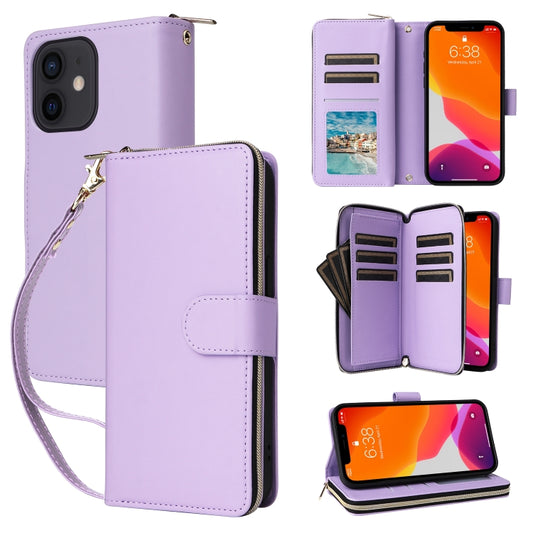 Nine-card Slots Zipper Wallet Bag Leather Phone Case, For iPhone 12 / 12 Pro, For iPhone 12 Pro Max