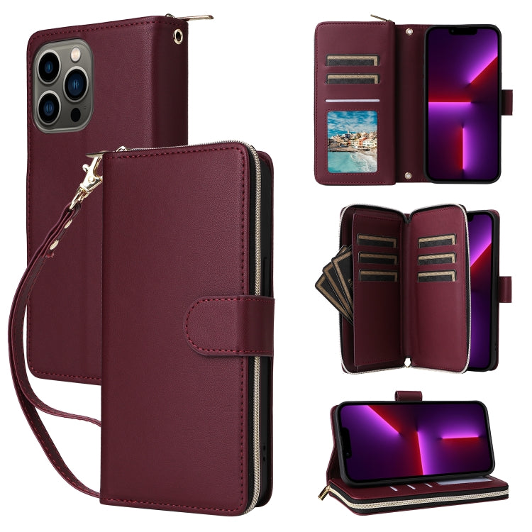 Nine-card Slots Zipper Wallet Bag Leather Phone Case