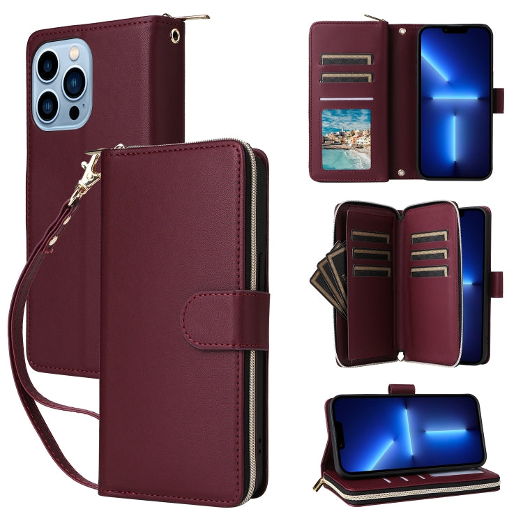 Nine-card Slots Zipper Wallet Bag Leather Phone Case
