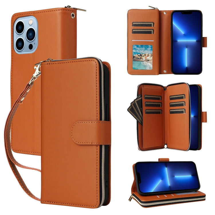 Nine-card Slots Zipper Wallet Bag Leather Phone Case