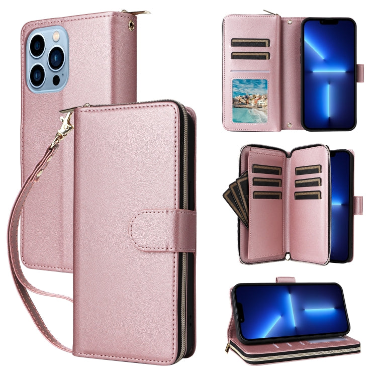 Nine-card Slots Zipper Wallet Bag Leather Phone Case