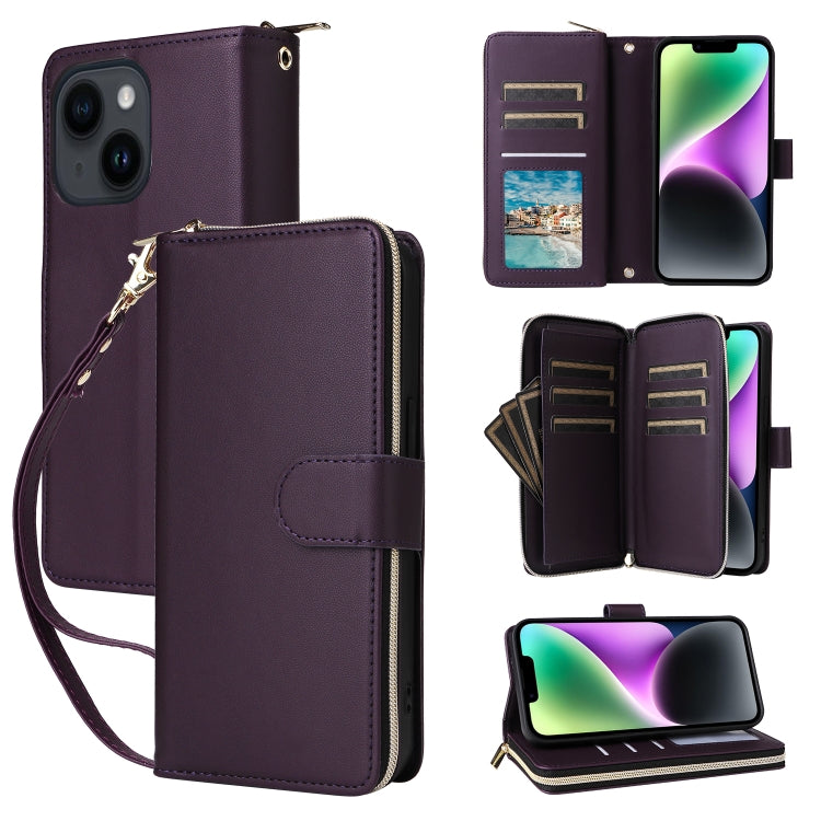 Nine-card Slots Zipper Wallet Bag Leather Phone Case