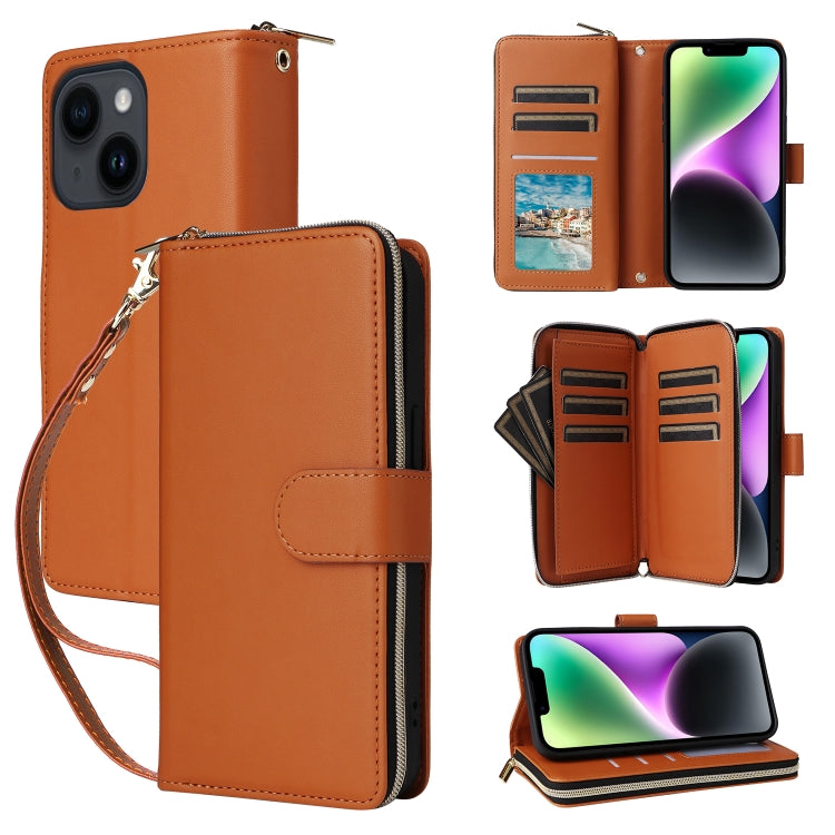 Nine-card Slots Zipper Wallet Bag Leather Phone Case