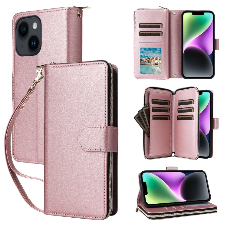 Nine-card Slots Zipper Wallet Bag Leather Phone Case