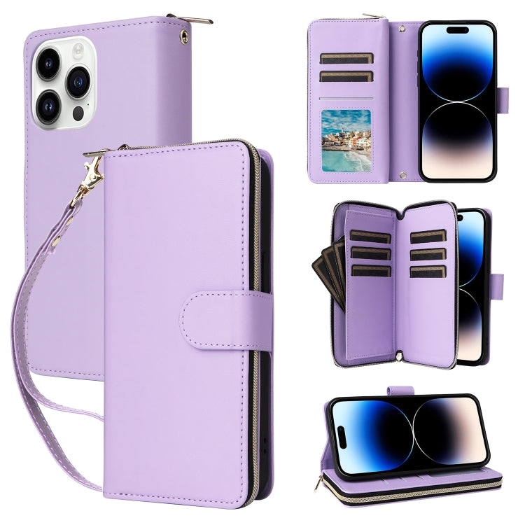 Nine-card Slots Zipper Wallet Bag Leather Phone Case