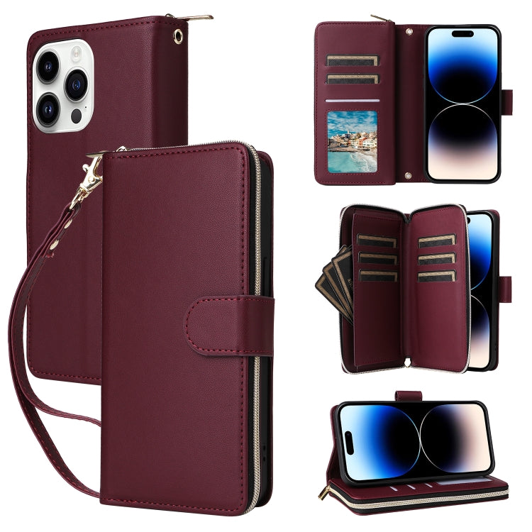 Nine-card Slots Zipper Wallet Bag Leather Phone Case