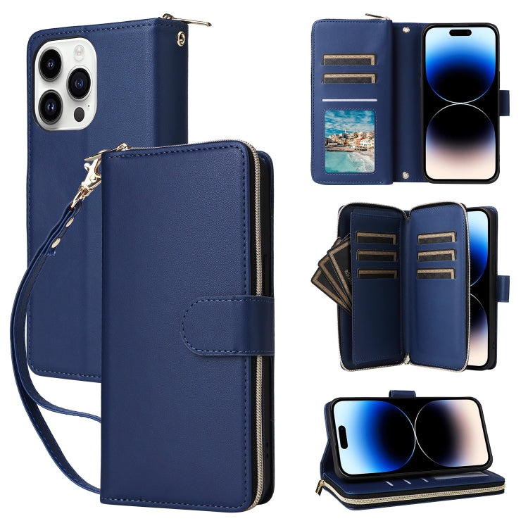 Nine-card Slots Zipper Wallet Bag Leather Phone Case