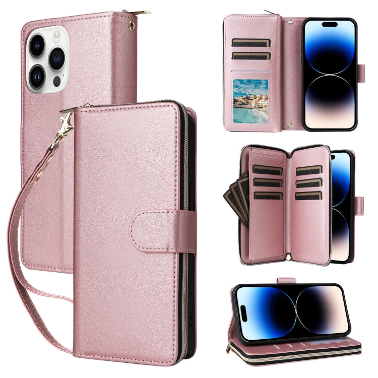 Nine-card Slots Zipper Wallet Bag Leather Phone Case