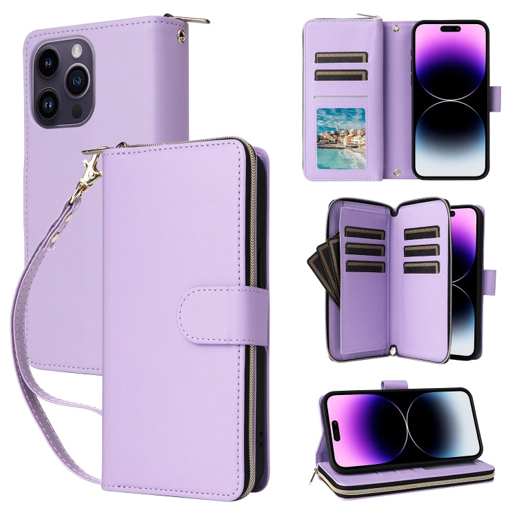 Nine-card Slots Zipper Wallet Bag Leather Phone Case