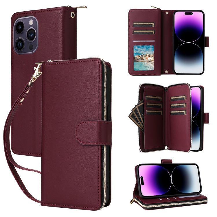 Nine-card Slots Zipper Wallet Bag Leather Phone Case