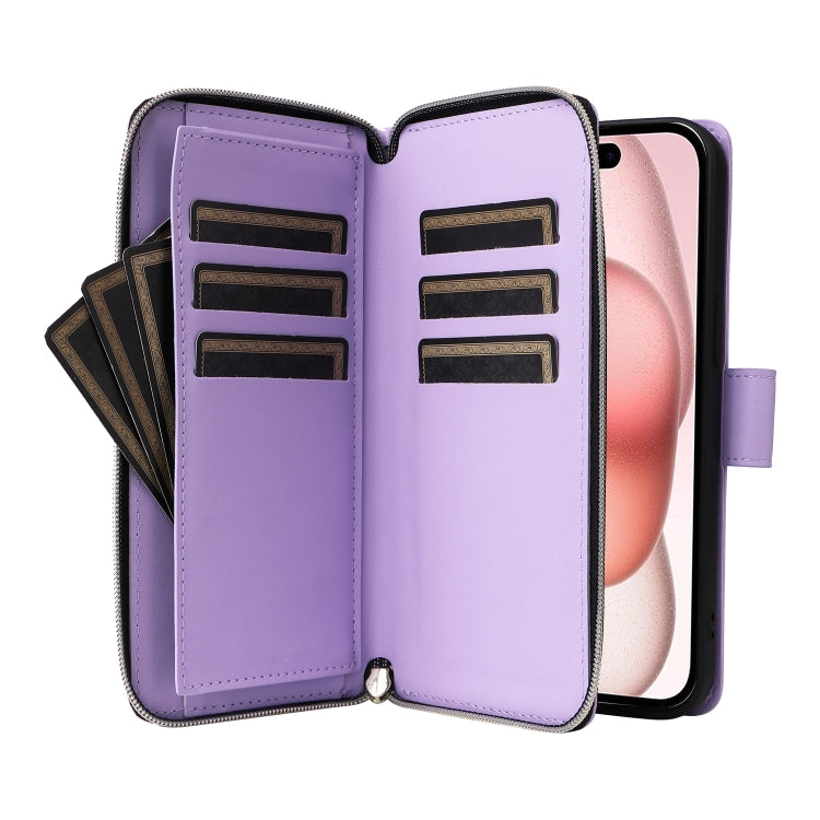Nine-card Slots Zipper Wallet Bag Leather Phone Case