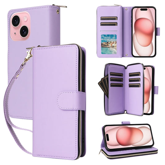Nine-card Slots Zipper Wallet Bag Leather Phone Case