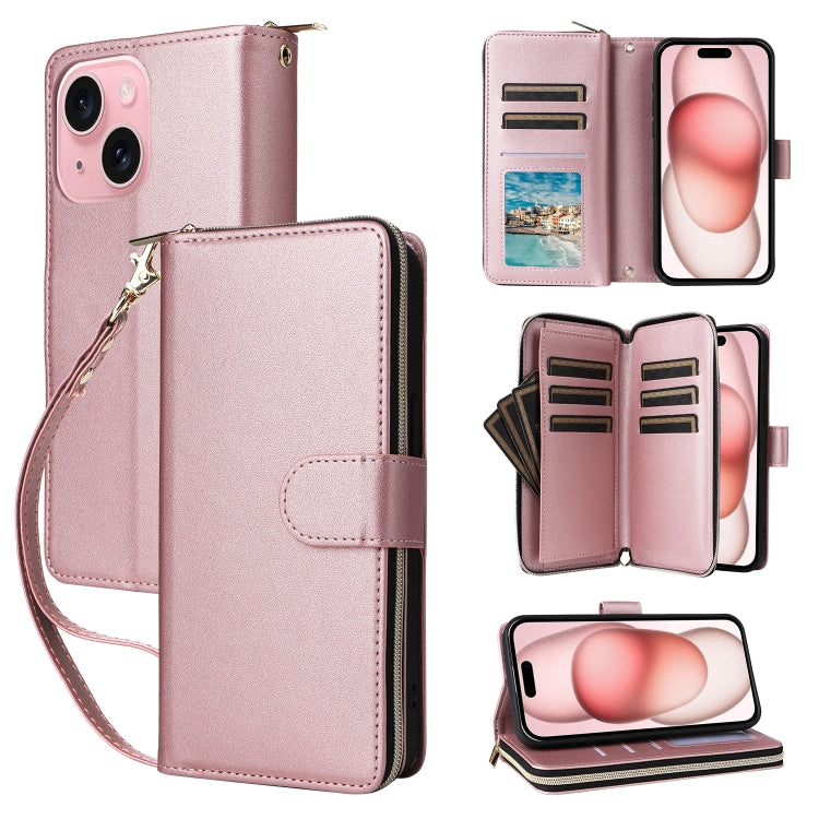 Nine-card Slots Zipper Wallet Bag Leather Phone Case