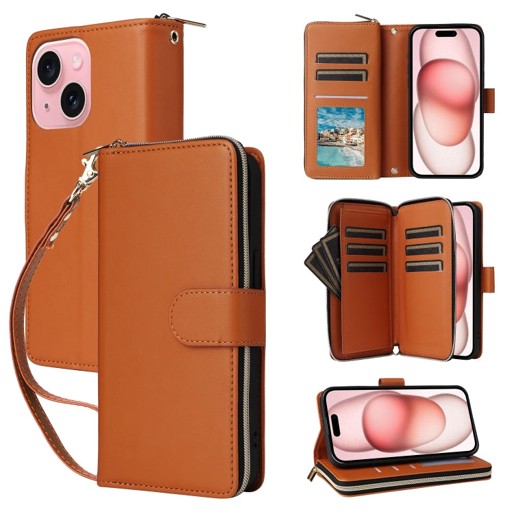 Nine-card Slots Zipper Wallet Bag Leather Phone Case