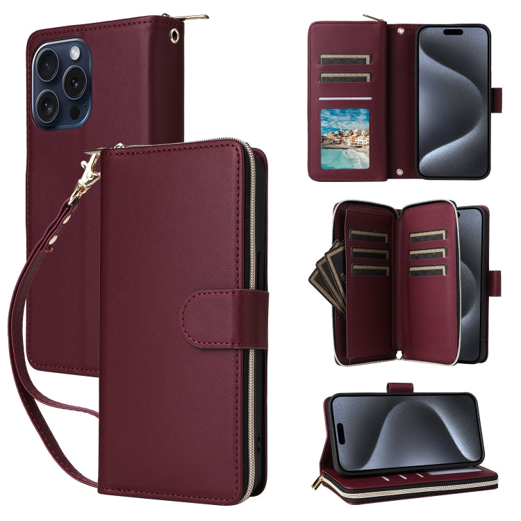 Nine-card Slots Zipper Wallet Bag Leather Phone Case
