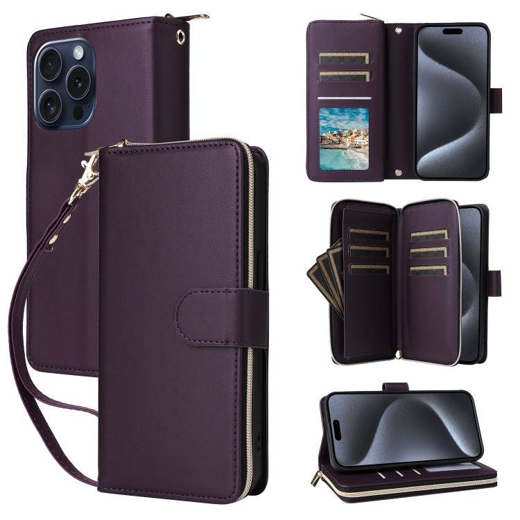 Nine-card Slots Zipper Wallet Bag Leather Phone Case