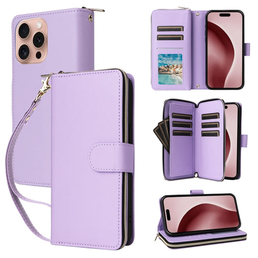 Nine-card Slots Zipper Wallet Bag Leather Phone Case