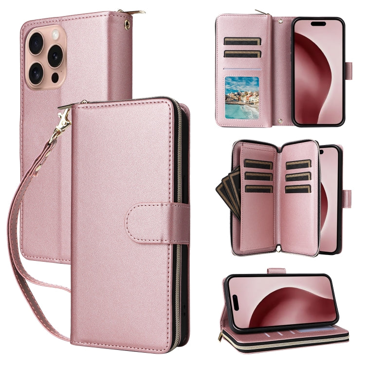 Nine-card Slots Zipper Wallet Bag Leather Phone Case